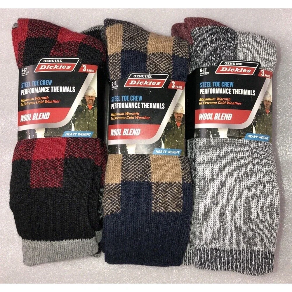 9 Pairs of Genuine Dickies Steel Toe Crew Performance Thermal‎ Socks 3 packs NEW